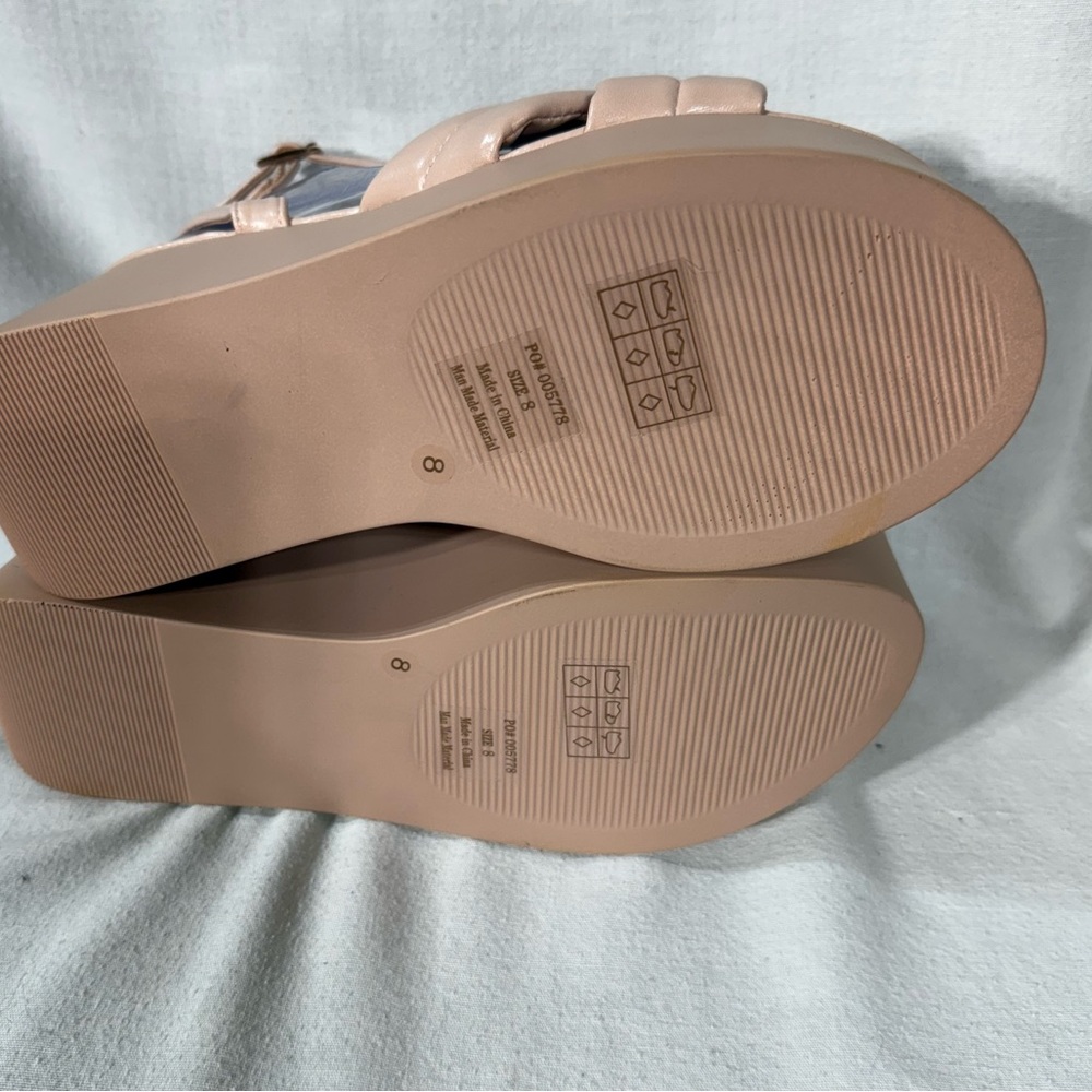 Journee Collection Lailee Nude Strappy wedge Sandals Size 8 - Picture 8 of 9